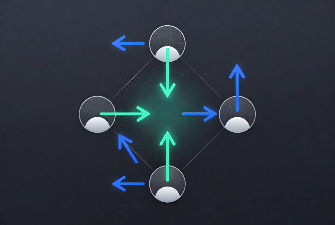 Diagram showing distributed database nodes with read and write quorum arrows forming a consensus pattern